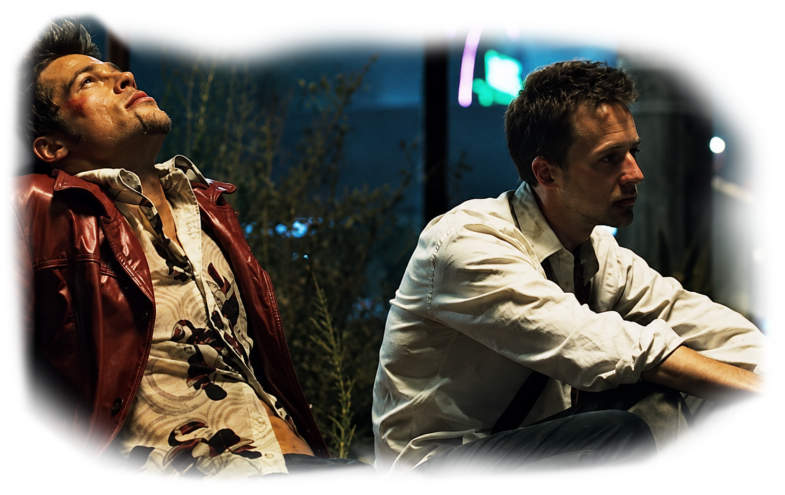 Fight Club: Tyler Durden and the Narrator at night