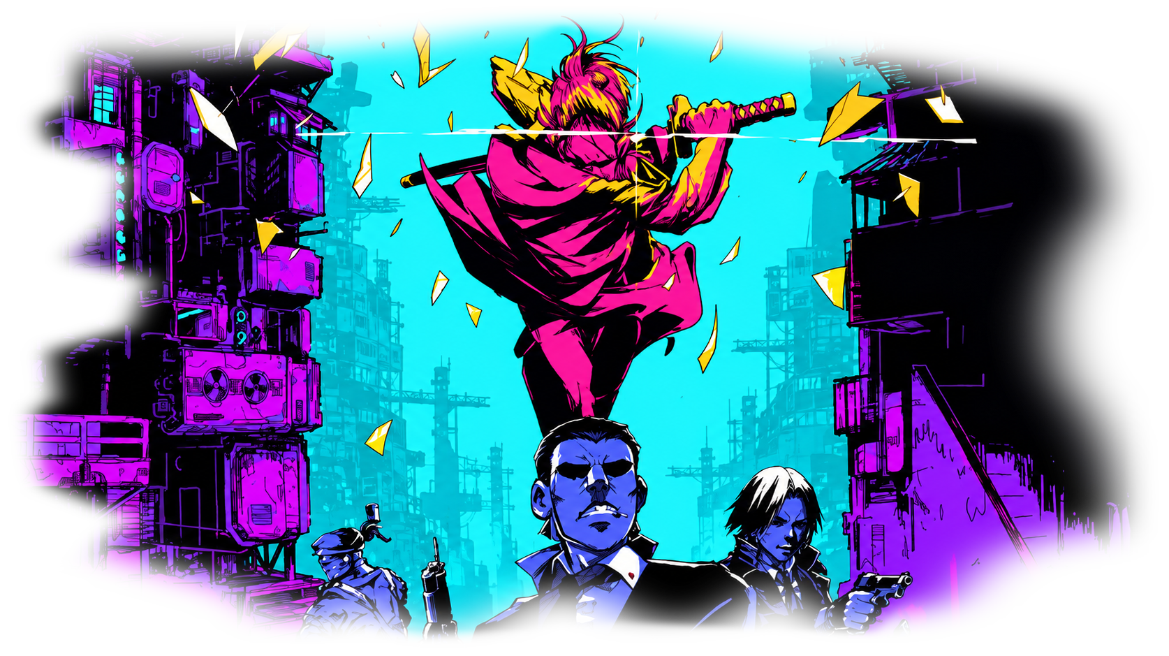 Katana ZERO: a swordsman above a neon city